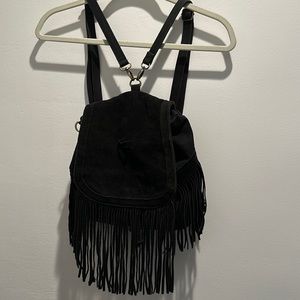 Black suede backpack